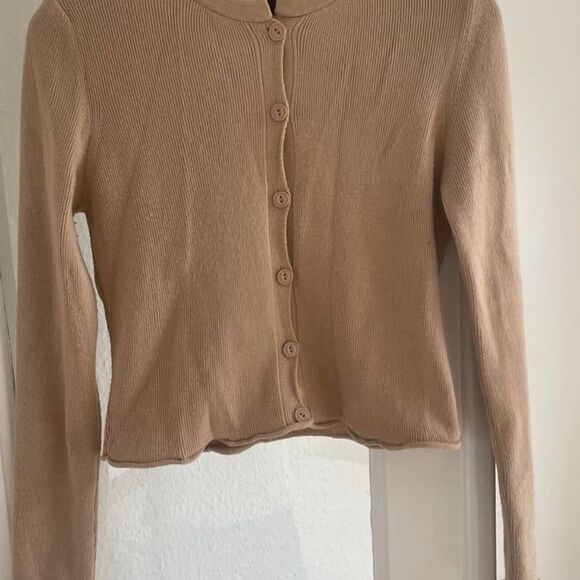 Button up tan brown cardigan - Picture 2 of 3